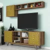 LIVING ROOM COMPOSITION  2PCS MELAMINE IN WALNUT-YELLOW