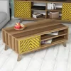 LIVING ROOM COMPOSITION  2PCS MELAMINE IN WALNUT-YELLOW