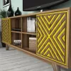 LIVING ROOM COMPOSITION  2PCS MELAMINE IN WALNUT-YELLOW