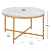 COFFEE TABLE  MELAMINE WHITE MARBLE-GOLD METAL LEGS Φ80x48,5Hcm.