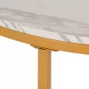 COFFEE TABLE  MELAMINE WHITE MARBLE-GOLD METAL LEGS Φ80x48,5Hcm.