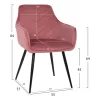 ARMCHAIR LATRELL  DUSTY PINK VELVET & BLACK METAL LEGS 55x57x84Hcm.