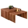 COFFEE TABLE SET OF 2 NYA  TEAK WOOD IN NATURAL COLOR  86x79x46Hcm.