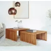 COFFEE TABLE SET OF 2 NYA  TEAK WOOD IN NATURAL COLOR  86x79x46Hcm.