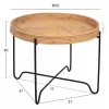 ROUND SIDE TABLE FLY  RATTAN IN NATURAL COLOR-BLACK METAL BASE Φ50x40Hcm.