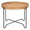 ROUND SIDE TABLE FLY  RATTAN IN NATURAL COLOR-BLACK METAL BASE Φ50x40Hcm.