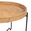 ROUND SIDE TABLE FLY  RATTAN IN NATURAL COLOR-BLACK METAL BASE Φ50x40Hcm.