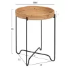 ROUND SIDE TABLE FLY  RATTAN IN NATURAL COLOR-BLACK METAL BASE Φ40x53Hcm.