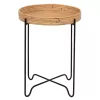 ROUND SIDE TABLE FLY  RATTAN IN NATURAL COLOR-BLACK METAL BASE Φ40x53Hcm.