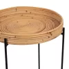 ROUND SIDE TABLE FLY  RATTAN IN NATURAL COLOR-BLACK METAL BASE Φ40x53Hcm.