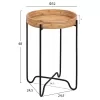 ROUND SIDE TABLE FLY  RATTAN IN NATURAL COLOR-BLACK METAL BASE Φ32x48Hcm.