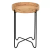 ROUND SIDE TABLE FLY  RATTAN IN NATURAL COLOR-BLACK METAL BASE Φ32x48Hcm.