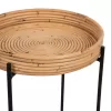 ROUND SIDE TABLE FLY  RATTAN IN NATURAL COLOR-BLACK METAL BASE Φ32x48Hcm.