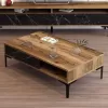 COFFEE TABLE  MELAMINE WALNUT-BLACK MARBLE LOOK & METAL LEGS 105x60x32.6Hcm.