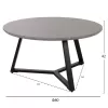 COFFEE TABLE ROUND  MDF GREY MARBLE-BLACK TEXTURED METAL BASE Φ80x42Hcm.