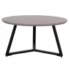 COFFEE TABLE ROUND  MDF GREY MARBLE-BLACK TEXTURED METAL BASE Φ80x42Hcm.