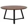 COFFEE TABLE ROUND  MDF WALNUT-BLACK TEXTURED METAL BASE Φ80x42Hcm.