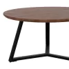 COFFEE TABLE ROUND  MDF WALNUT-BLACK TEXTURED METAL BASE Φ80x42Hcm.