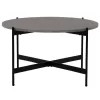 COFFEE TABLE  MDF GREY MARBLE TABLETOP-BLACK METAL BASE Φ80x45Hcm.