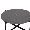 COFFEE TABLE  MDF GREY MARBLE TABLETOP-BLACK METAL BASE Φ80x45Hcm.