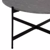 COFFEE TABLE  MDF GREY MARBLE TABLETOP-BLACK METAL BASE Φ80x45Hcm.