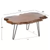 COFFEE TABLE GLAZE  TEAK WOOD IN NATURAL-BLACK METAL LEGS 110x60x48Hcm.