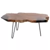 COFFEE TABLE GLAZE  TEAK WOOD IN NATURAL-BLACK METAL LEGS 110x60x48Hcm.