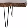 COFFEE TABLE GLAZE  TEAK WOOD IN NATURAL-BLACK METAL LEGS 110x60x48Hcm.