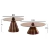 COFFEE TABLES 2PCS REBEN  METAL IN BURNED COPPER-SMOKE GLASS TOP Φ80 & Φ60 cm.