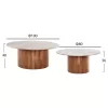 COFFEE TABLES 2PCS FORMEL  ACACIA WOOD IN NATURAL-WHITE MARBLE TOP Φ100 & Φ80 cm.