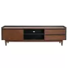 TV CABINET VEEN  MDF WITH WALNUT VENEER IN WALNUT AND DAREK GREY COLOR 170x40x50Hcm