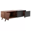 TV CABINET HUDSON  MDF WITH WALNUT VENEER IN WALNUT AND DAREK GREY COLOR 180x40x50Hcm.