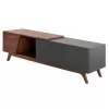 TV CABINET HUDSON  MDF WITH WALNUT VENEER IN WALNUT AND DAREK GREY COLOR 180x40x50Hcm.