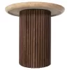 COFFEE TABLE ROUND GLADYS  SOLID MANGO WOOD-WHITE TRAVERTINE Φ55x50Hcm.