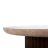 COFFEE TABLE ROUND GLADYS  SOLID MANGO WOOD-WHITE TRAVERTINE Φ55x50Hcm.