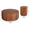 SET 2PCS COFFEE TABLES ROUND SEDGE  SOLID ACACIA WOOD IN NATURAL Φ90 & Φ40cm.