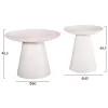 SET 2PCS COFFEE TABLES ROUND ROSS  SOLID MANGO WOOD IN WHITE Φ60 & Φ45cm.