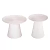 SET 2PCS COFFEE TABLES ROUND ROSS  SOLID MANGO WOOD IN WHITE Φ60 & Φ45cm.