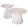 SET 2PCS COFFEE TABLES ROUND ROSS  SOLID MANGO WOOD IN WHITE Φ60 & Φ45cm.