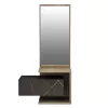 ENTRYWAY FURNITURE WITH MIRROR MEARA  MELAMINE IN NATURAL-BLACK MARBLE 49,1x31,3x90Hcm.