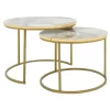 Coffee tables October set of 2 white gray marble-golden matte