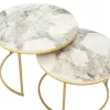 Coffee tables October set of 2 white gray marble-golden matte