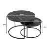 Coffee tables October set of 2 white gray marble-golden matte