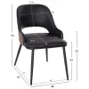 DINING CHAIR DELF  PU BLACK-BLACK METAL LEGS-WOODEN BACK IN WALNUT 48x55x76Hcm.