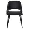 DINING CHAIR DELF  PU BLACK-BLACK METAL LEGS-WOODEN BACK IN WALNUT 48x55x76Hcm.