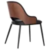 DINING CHAIR DELF  PU BLACK-BLACK METAL LEGS-WOODEN BACK IN WALNUT 48x55x76Hcm.