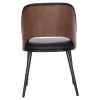 DINING CHAIR DELF  PU BLACK-BLACK METAL LEGS-WOODEN BACK IN WALNUT 48x55x76Hcm.