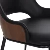 DINING CHAIR DELF  PU BLACK-BLACK METAL LEGS-WOODEN BACK IN WALNUT 48x55x76Hcm.