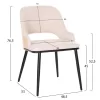 DINING CHAIR DELF  BEIGE FABRIC-BLACK METAL LEGS-WOODEN BACK IN OAK 48x55x76Hcm.