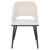 DINING CHAIR DELF  BEIGE FABRIC-BLACK METAL LEGS-WOODEN BACK IN OAK 48x55x76Hcm.